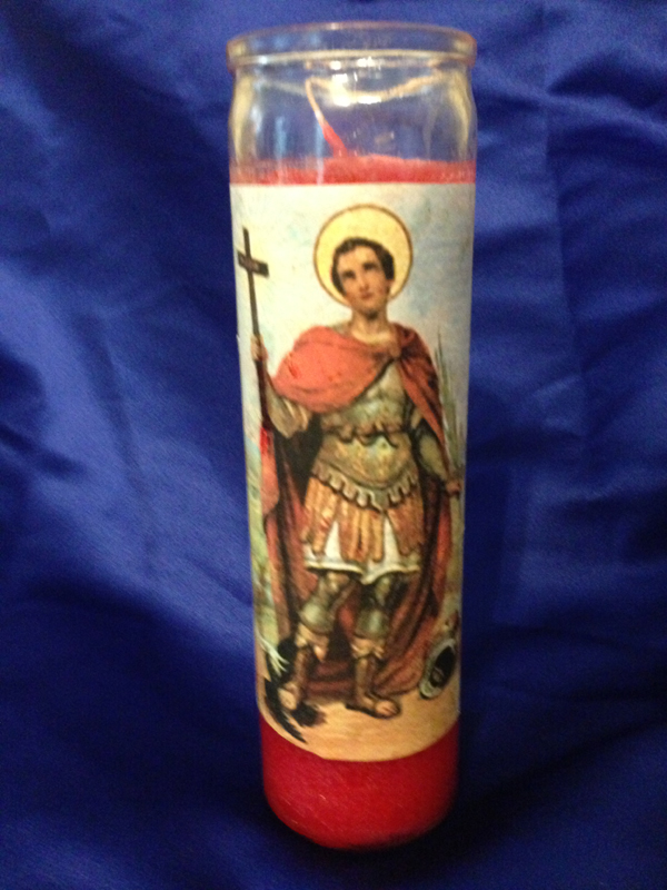 front of the candle